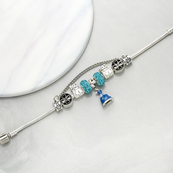 Blue princess dress bracelet with large perforated alloy beads - Picture 3 of 5